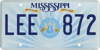 MS license plate LEE872