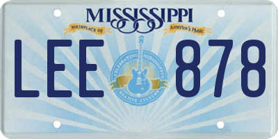 MS license plate LEE878