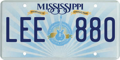 MS license plate LEE880
