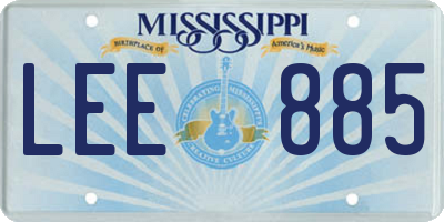 MS license plate LEE885