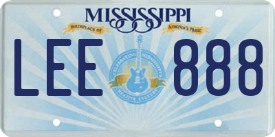 MS license plate LEE888