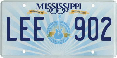 MS license plate LEE902