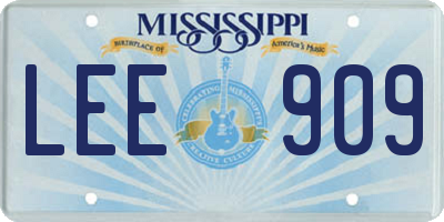MS license plate LEE909