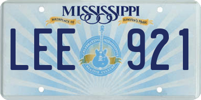 MS license plate LEE921