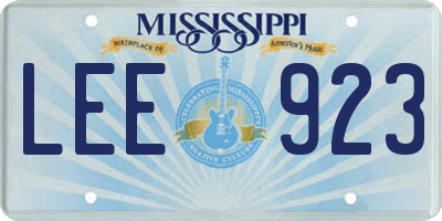 MS license plate LEE923