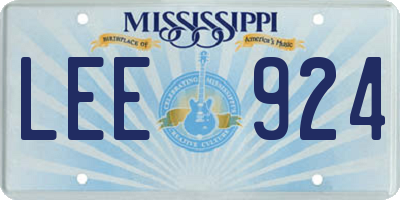 MS license plate LEE924