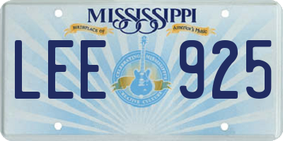 MS license plate LEE925