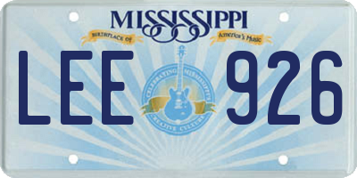 MS license plate LEE926