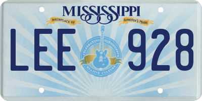 MS license plate LEE928