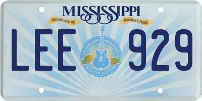 MS license plate LEE929