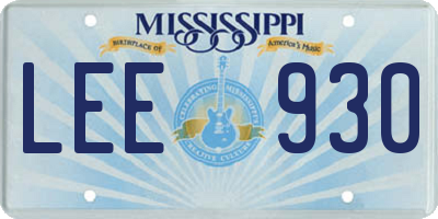 MS license plate LEE930