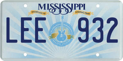 MS license plate LEE932