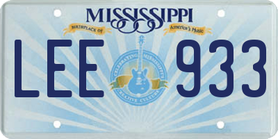MS license plate LEE933