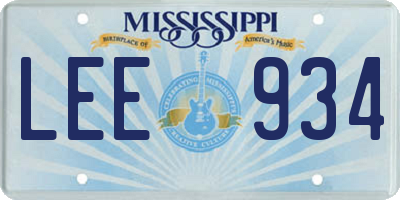 MS license plate LEE934