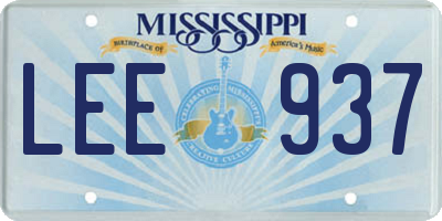 MS license plate LEE937