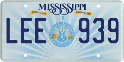 MS license plate LEE939