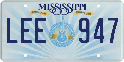 MS license plate LEE947