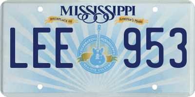 MS license plate LEE953