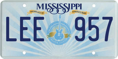 MS license plate LEE957