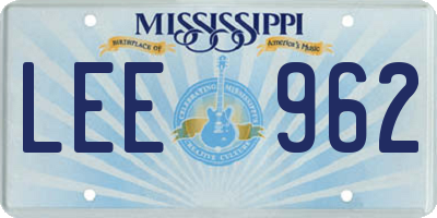 MS license plate LEE962
