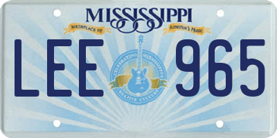 MS license plate LEE965