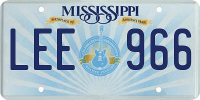 MS license plate LEE966