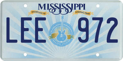 MS license plate LEE972
