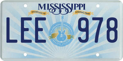 MS license plate LEE978