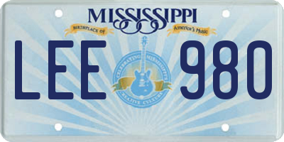 MS license plate LEE980