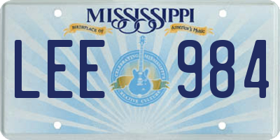 MS license plate LEE984