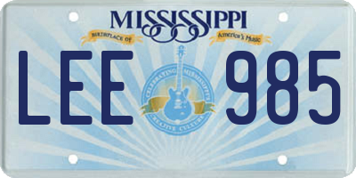 MS license plate LEE985