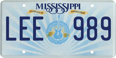 MS license plate LEE989