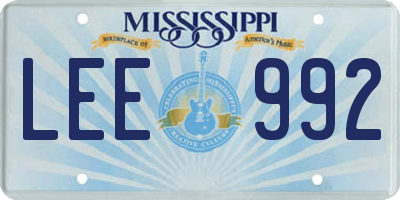 MS license plate LEE992