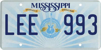 MS license plate LEE993