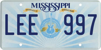 MS license plate LEE997