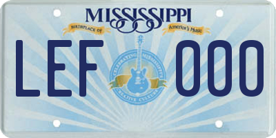 MS license plate LEF000