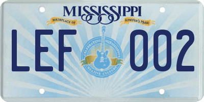MS license plate LEF002