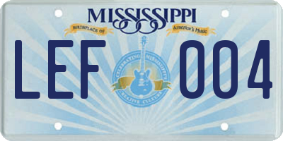 MS license plate LEF004