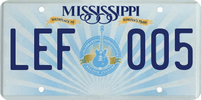 MS license plate LEF005