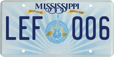 MS license plate LEF006