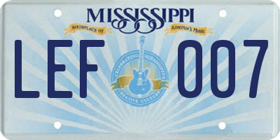 MS license plate LEF007