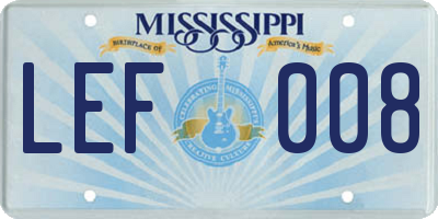 MS license plate LEF008