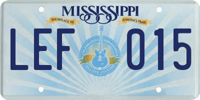 MS license plate LEF015