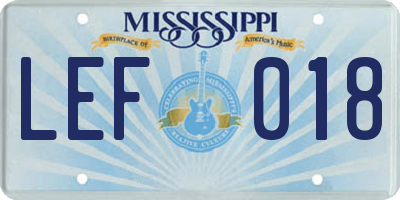 MS license plate LEF018