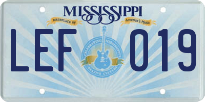 MS license plate LEF019