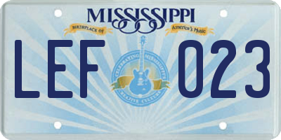 MS license plate LEF023