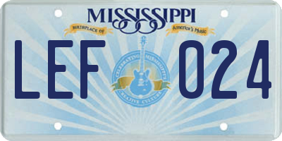 MS license plate LEF024