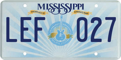 MS license plate LEF027