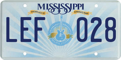MS license plate LEF028