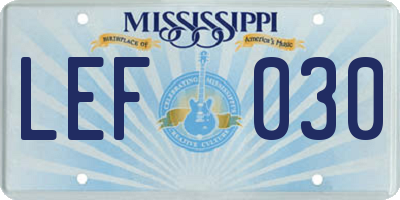 MS license plate LEF030